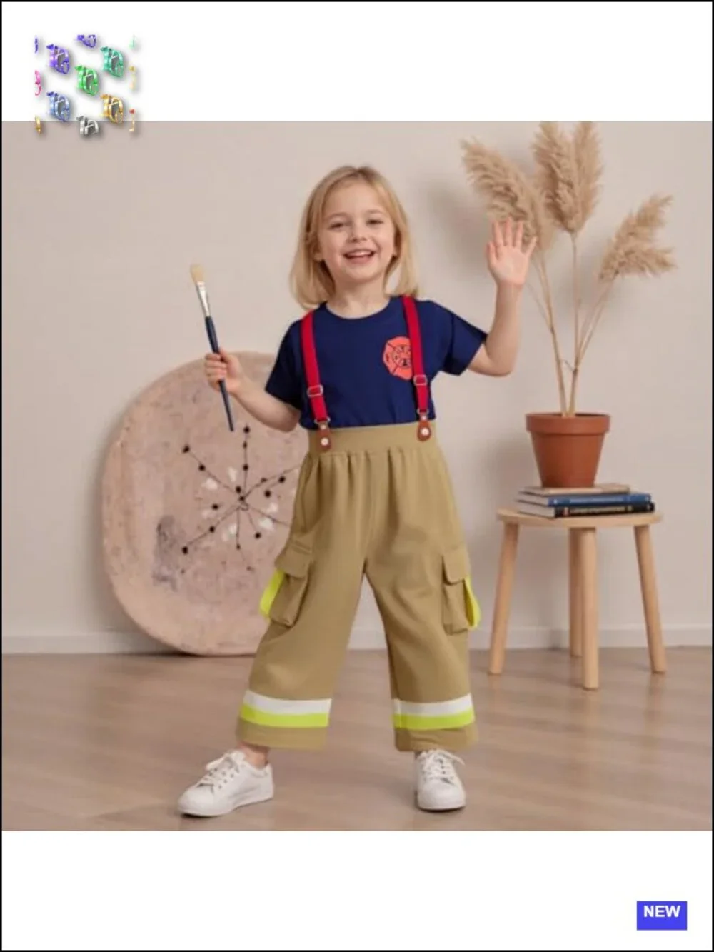 Toddler Firefighter Costume 2 Piece Set Cotton Blend Pretend Play